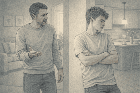 Parent and teen engaging in conflict, depicting the strain ODD places on family relationships.