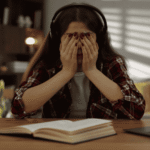 Teenage girl with her face in her hands recognising how everyday stress affects teens with childhood trauma
