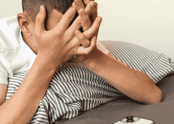 Teenage boy stressed after trauma and identity development issues
