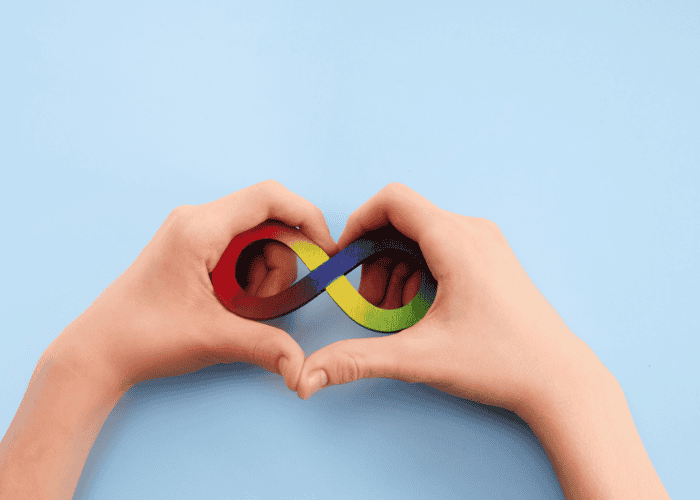 Rainbow infinity symbol to represent neurodiversity and insecure attachment in teens