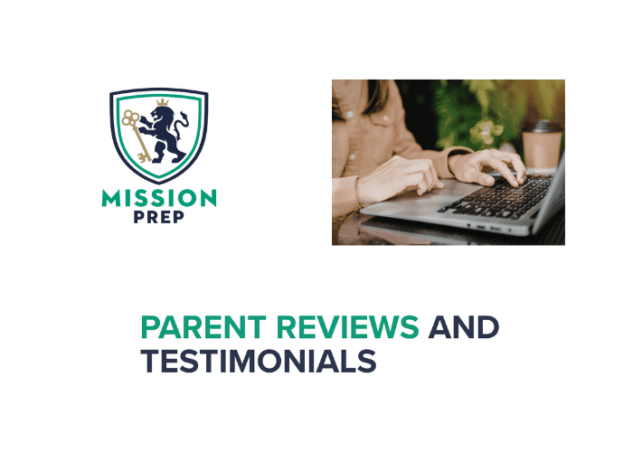 Mission Prep logo and parent reviews and testimonials image