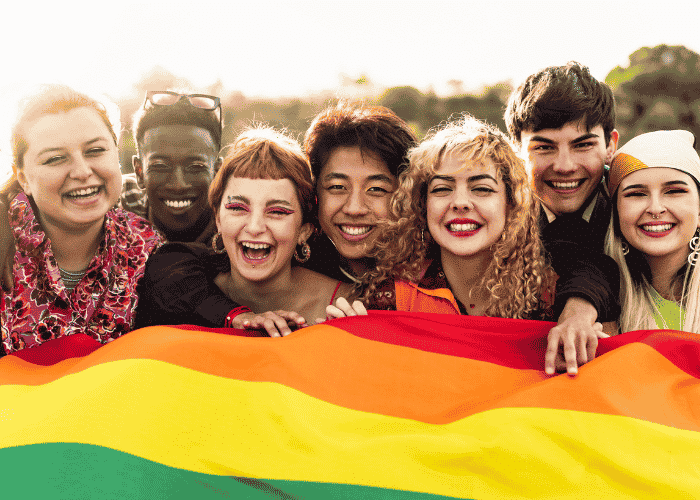 Teenagers happy after their family acceptance and LGBTQ+ teens