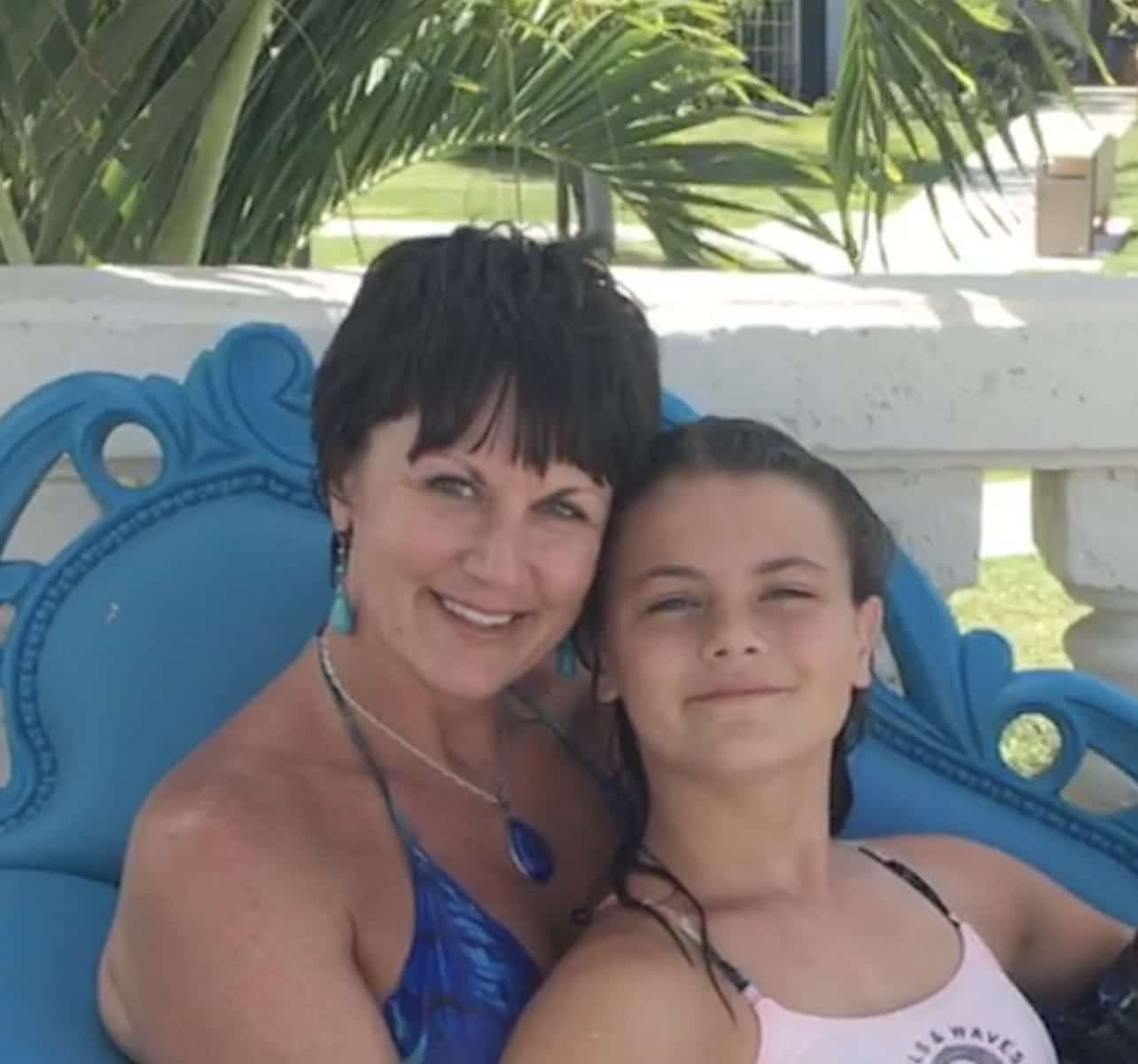 Jade and Mom in a tropical location