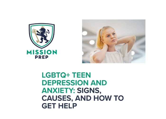 Mission prep logo and LGBTQ+ Teen Depression and Anxiety image