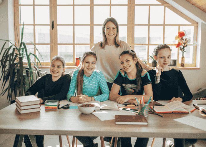 Teenage girls during creative identity expression in teens