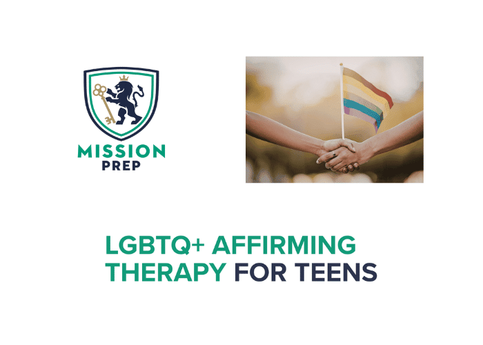 Mission prep logo and LGBTQ+ affirming therapy image