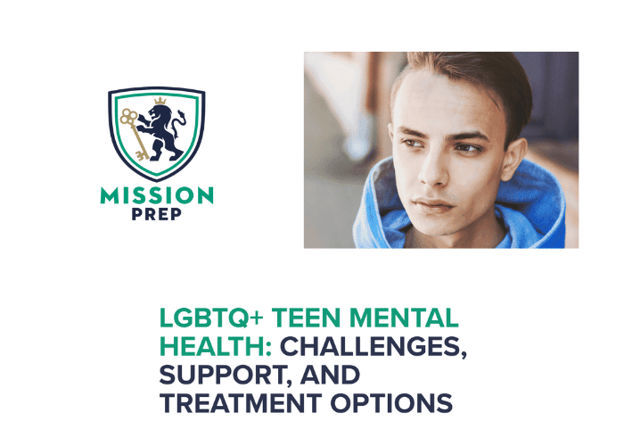 Mission Prep logo and LGBTQ+ teen mental health image
