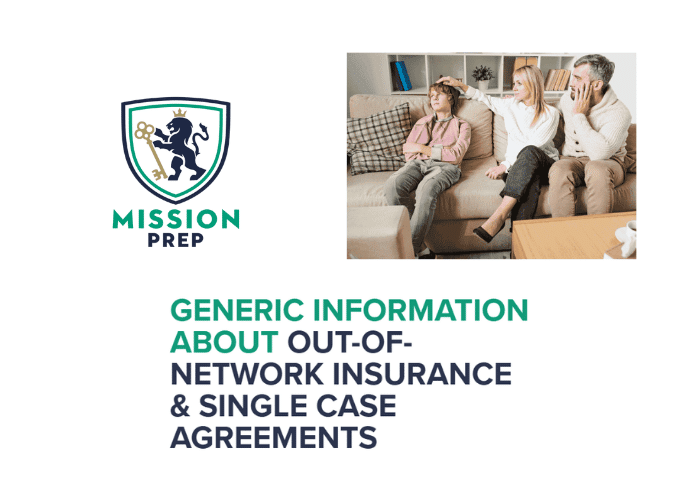 Mission Prep logo and out of network insurance image
