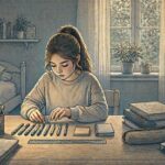 Teen girl sitting quietly at a desk, showing early signs of OCD in adolescents that parents can learn to recognize.
