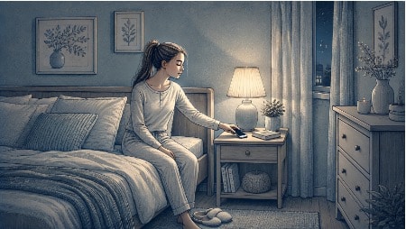 Teen practicing a consistent bedtime routine to support anxiety management and motivation.