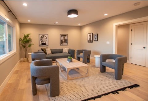 Mission Prep adolescent mental health treatment home with a calm, welcoming common area designed for teens working through grief and emotional recovery.