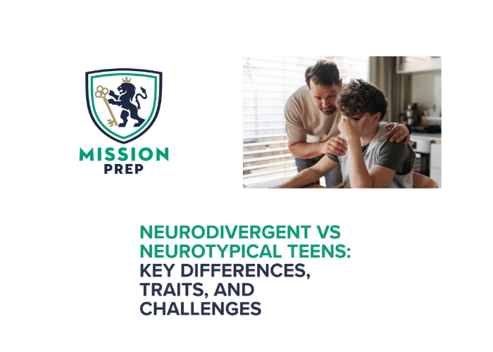 Mission prep logo and Neurodivergent vs Neurotypical teens image