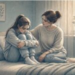 Mother offering gentle support to her anxious teenage daughter, illustrating the parental role in motivating teens with anxiety.