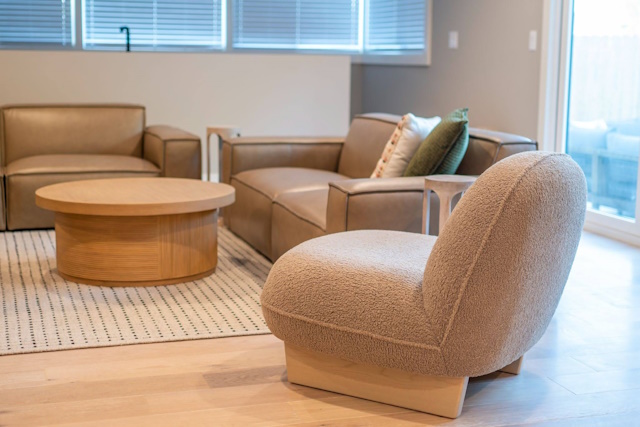 Comfortable living room setup in one of Mission Prep’s facilities