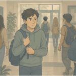 Teenage boy struggling with social anxiety in school