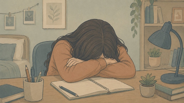 Teenage girl struggling with negative thoughts